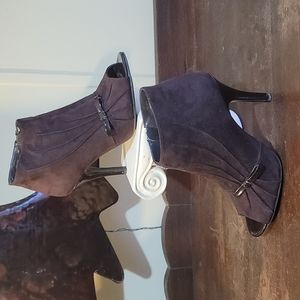 New Directions Suede Peep Toe Ankle Boots